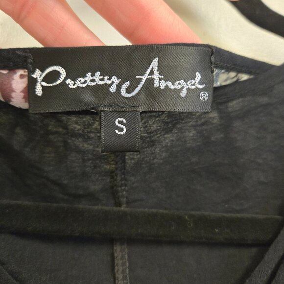 Pretty Angel S Sheer Black Tunic Top Gypsy Geometric Floral Whimsigoth Dark Fair - Picture 9 of 13